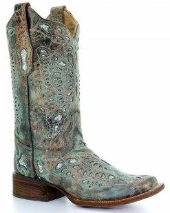 Corral Women's Metallic Bronze Glitter Butterfly Cowgirl Boots - Square Toe