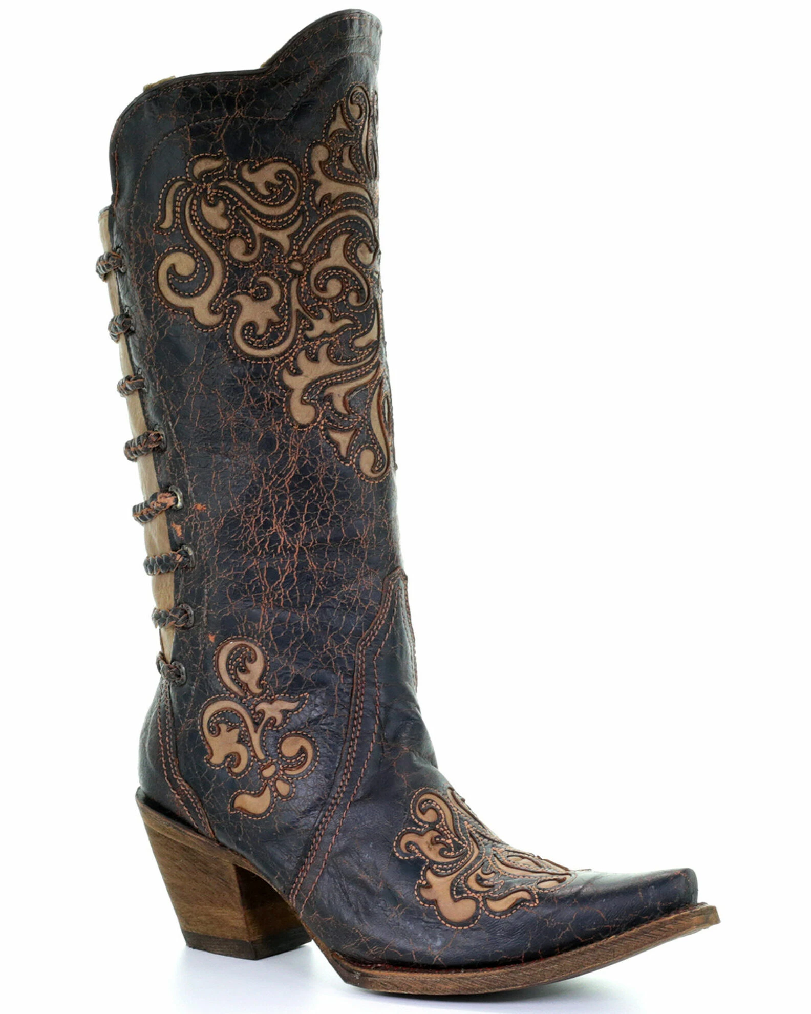 Corral Women's Inlay And Straps Cowgirl Boots - Snip Toe 3 Corral Women's Inlay And Straps Cowgirl Boots - Snip Toe