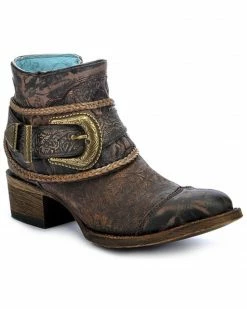 Corral Women's Floral Embossed Short Fashion Boots Brown -Corral Boots Shop 0459J5 41 P1 1