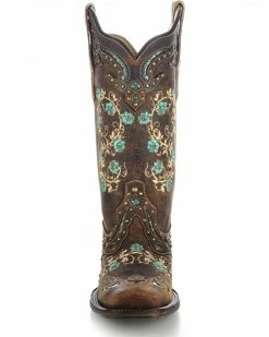 Corral Women's Studded Floral Embroidery Cowgirl Boots - Square Toe -Corral Boots Shop 0459M4 41 FT