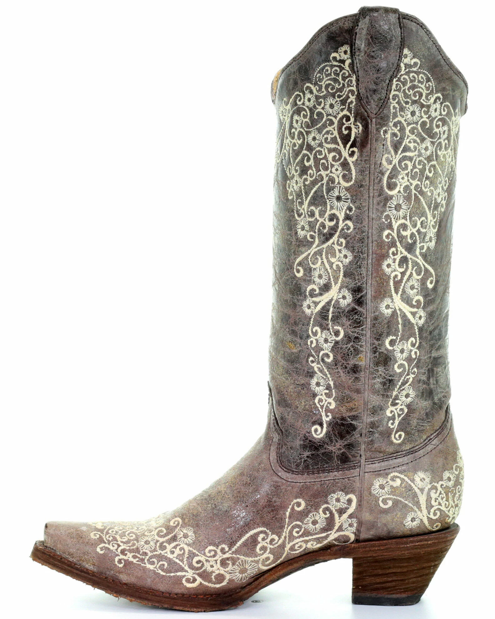 Corral Brown Crater With Bone Embroidery Cowgirl Boots - Snip Toe For Women's 5 Corral Brown Crater With Bone Embroidery Cowgirl Boots - Snip Toe For Women's - Image 3