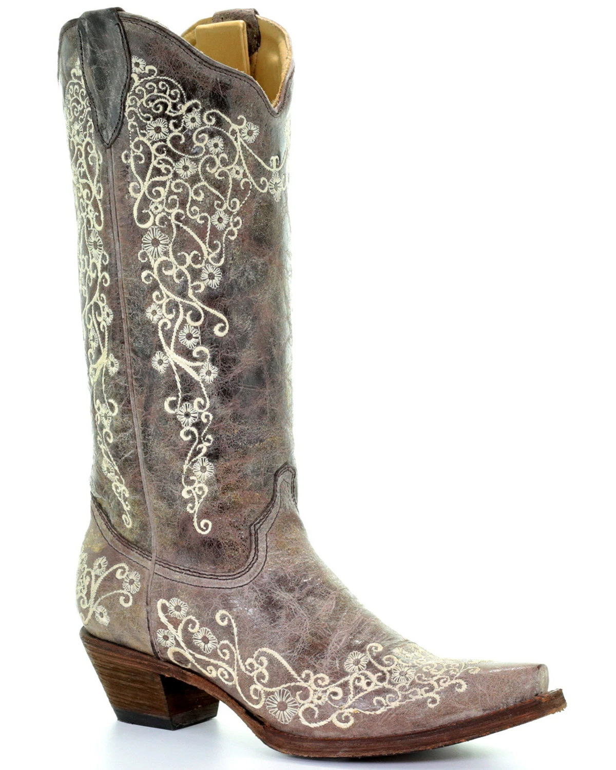 Corral Brown Crater With Bone Embroidery Cowgirl Boots - Snip Toe For Women's 10 Corral Brown Crater With Bone Embroidery Cowgirl Boots - Snip Toe For Women's - Image 8
