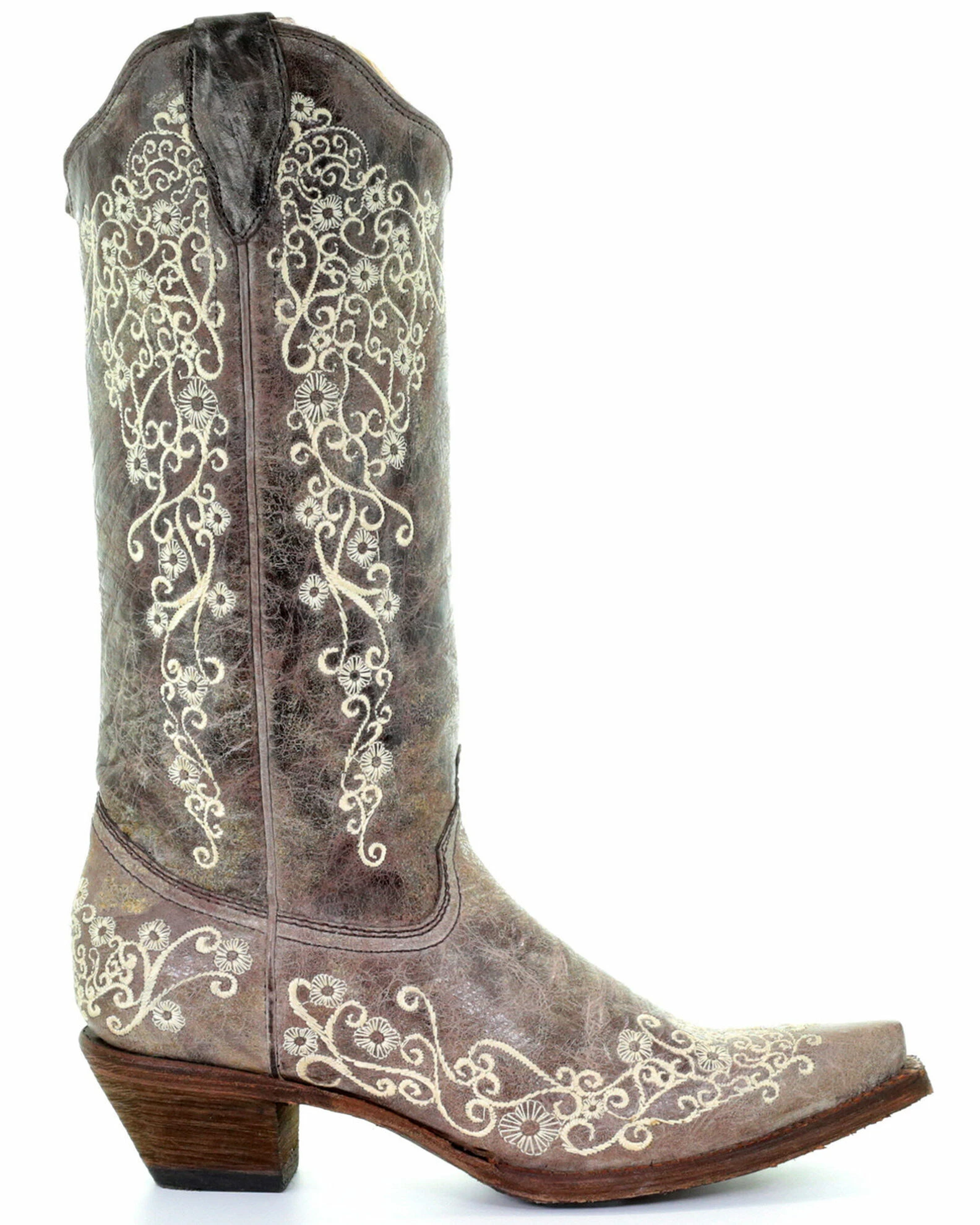Corral Brown Crater With Bone Embroidery Cowgirl Boots - Snip Toe For Women's 4 Corral Brown Crater With Bone Embroidery Cowgirl Boots - Snip Toe For Women's - Image 2