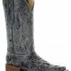 Corral Vintage Black Python Inlay Cowgirl Boots - Square Toe For Women's -Corral Boots Shop 045U85 89 P1