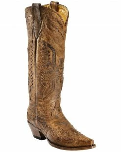 Corral Women's Vintage Eagle Overlay Tall Western Boots Brown