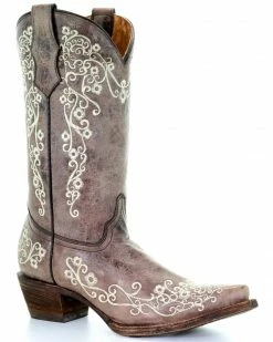 Corral Girls' Scroll Embroidery Western Boots Brown -Corral Boots Shop 2000108611 200 P1 1