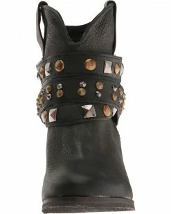 Corral Women's Urban Studded Strap Fashion Boots Black -Corral Boots Shop 2000114874 001 FT