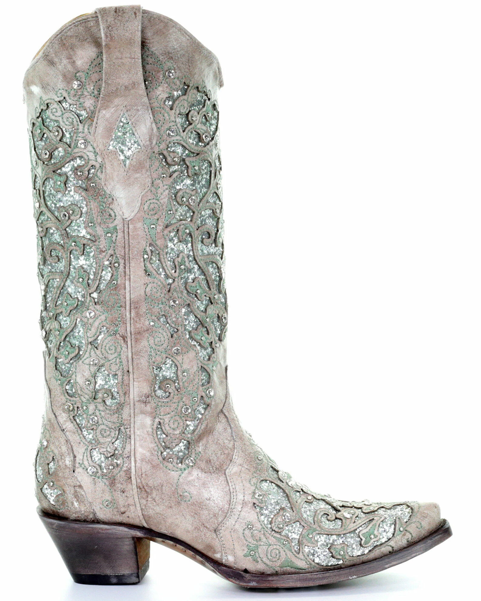 Corral Women's Glitter Inlay And Crystals Western Boots White 4 Corral Women's Glitter Inlay And Crystals Western Boots White - Image 2