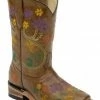 Corral Girls' Colorful Floral Embroidered Western Boots Brown