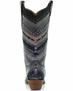 Corral Women's Embroidery And Stud Accent Boots - Snip Toe  Grey -Corral Boots Shop 2000213400 020 BK