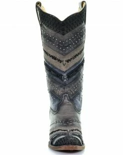 Corral Women's Embroidery And Stud Accent Boots - Snip Toe  Grey -Corral Boots Shop 2000213400 020 FT