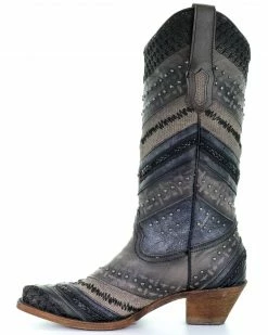 Corral Women's Embroidery And Stud Accent Boots - Snip Toe  Grey -Corral Boots Shop 2000213400 020 LT
