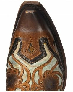 Corral Women's Floral Overlay And Studs Snip Toe Western Boots Brown -Corral Boots Shop 2000214119 200 TP