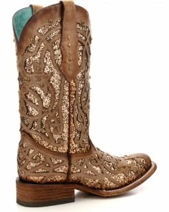 Corral Women's Orix Glitter Inlay & Studded Cowgirl Boots - Square Toe -Corral Boots Shop 2000229513 200 D2