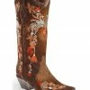 Corral Women's Floral Embroidered Lamb Leather Cowgirl Boots - Snip Toe Chocolate -Corral Boots Shop 2000237513 440 P1