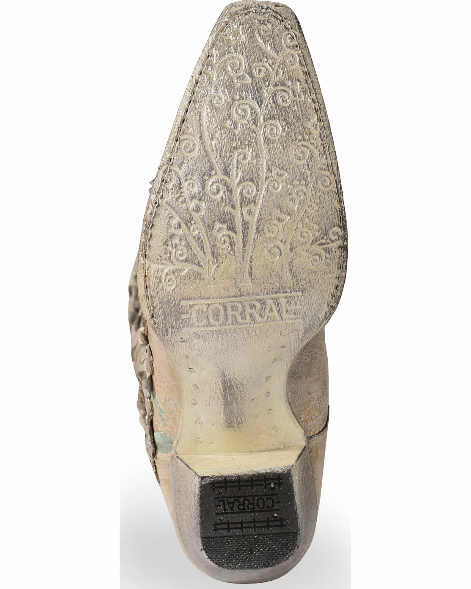 Corral Women's White Floral Overlay Embroidered Stud And Crystals Cowgirl Boots - Snip Toe 8 Corral Women's White Floral Overlay Embroidered Stud And Crystals Cowgirl Boots - Snip Toe - Image 6