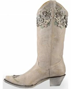 Corral Women's White Floral Overlay Embroidered Stud And Crystals Cowgirl Boots - Snip Toe 14 Corral Women's White Floral Overlay Embroidered Stud And Crystals Cowgirl Boots - Snip Toe -Corral Boots Shop 2000237672 100 LT
