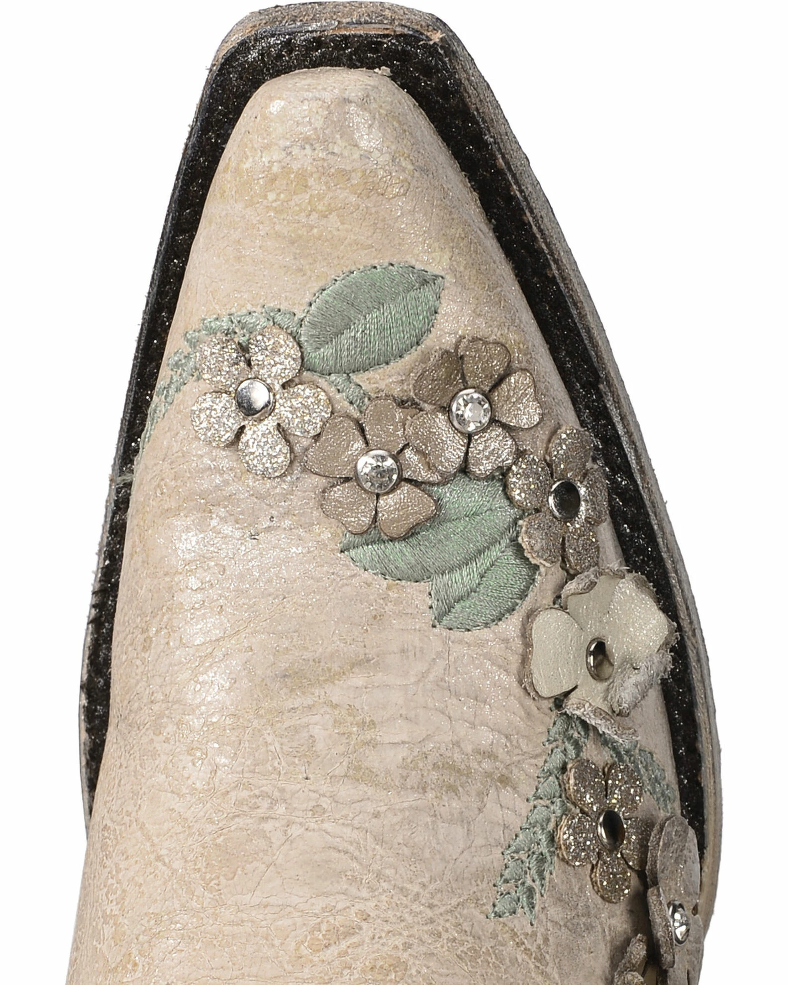 Corral Women's White Floral Overlay Embroidered Stud And Crystals Cowgirl Boots - Snip Toe 9 Corral Women's White Floral Overlay Embroidered Stud And Crystals Cowgirl Boots - Snip Toe - Image 7