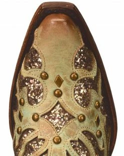 Corral Women's Mint Glitter Inlay Western Boots - Snip Toe  Green -Corral Boots Shop 2000239665 300 TP