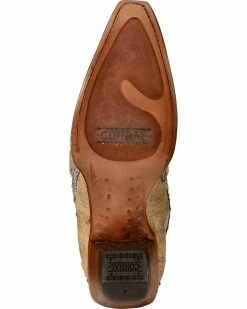 Corral Women's Bone Glitter Overlay Embroidery & Crystals Cowgirl Boots - Snip Toe Natural -Corral Boots Shop 2000239667 101 BM