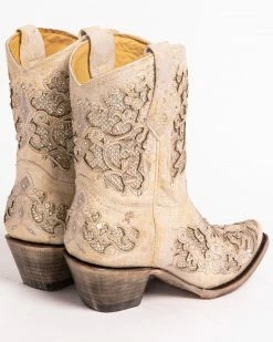Corral Women's Metallic Glitter Inlay & Crystal Boots - Snip Toe -Corral Boots Shop 2000241024 100 BK