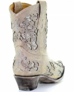 Corral Women's Metallic Glitter Inlay & Crystal Boots - Snip Toe -Corral Boots Shop 2000241024 100 D2
