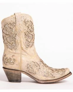 Corral Women's Metallic Glitter Inlay & Crystal Boots - Snip Toe -Corral Boots Shop 2000241024 100 LT