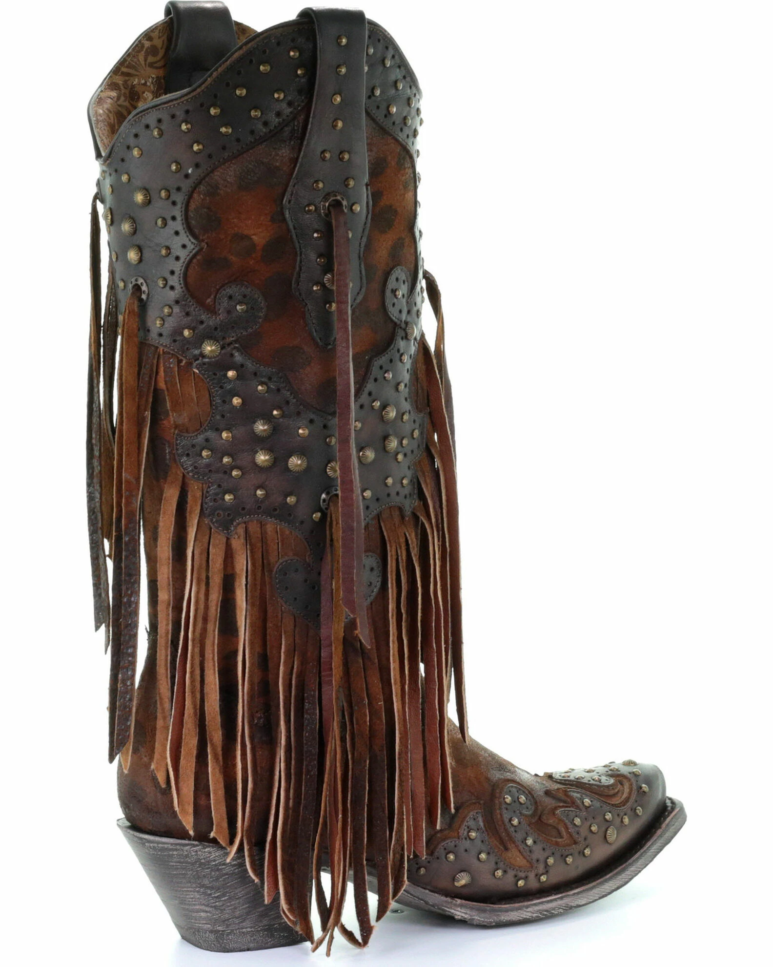 Corral Women's Leopard Stud & Fringe Cowgirl Boots - Snip Toe Honey 9 Corral Women's Leopard Stud & Fringe Cowgirl Boots - Snip Toe Honey - Image 7