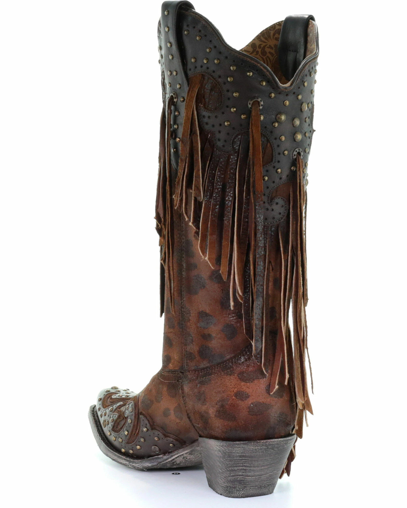 Corral Women's Leopard Stud & Fringe Cowgirl Boots - Snip Toe Honey 10 Corral Women's Leopard Stud & Fringe Cowgirl Boots - Snip Toe Honey - Image 8