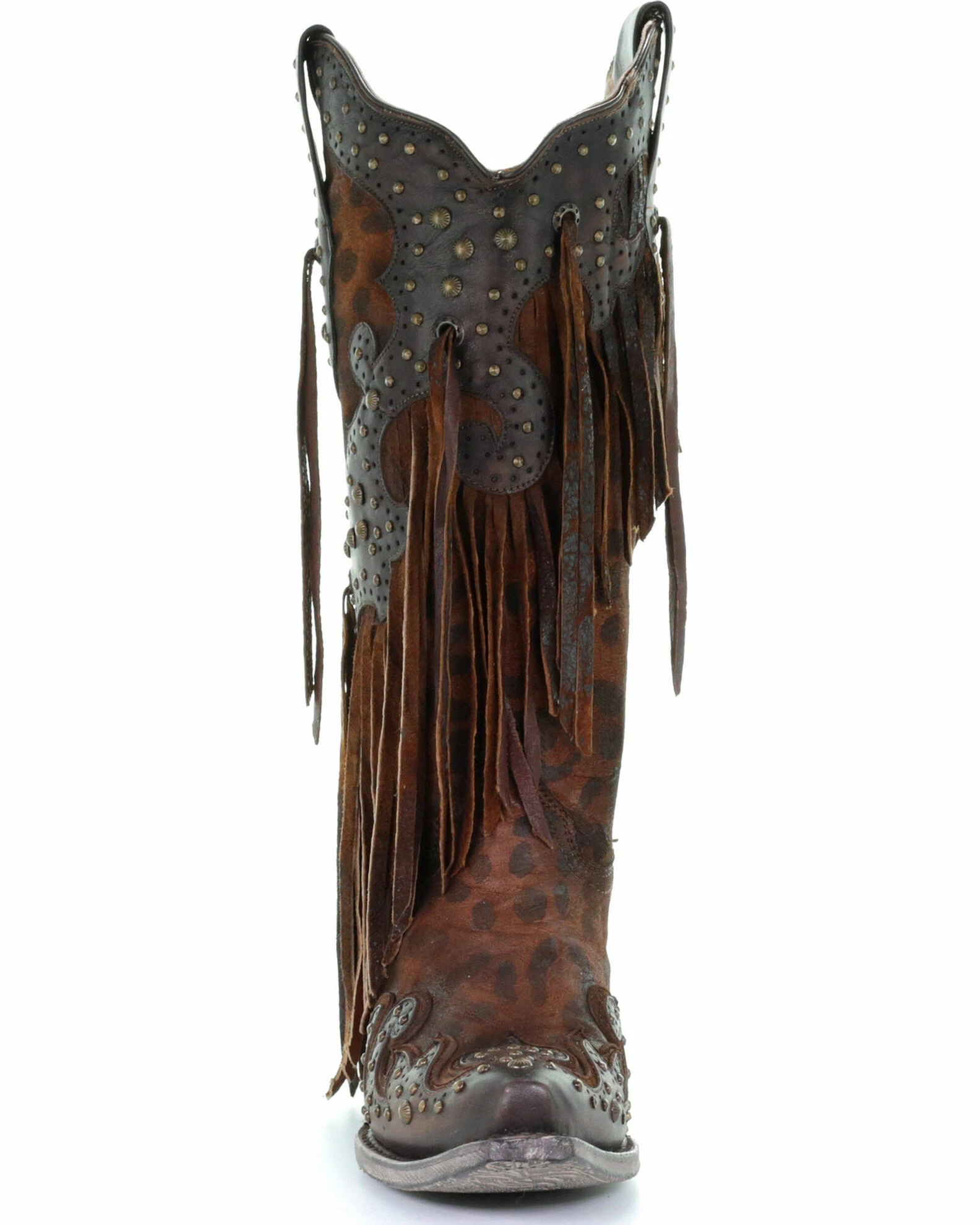 Corral Women's Leopard Stud & Fringe Cowgirl Boots - Snip Toe Honey 7 Corral Women's Leopard Stud & Fringe Cowgirl Boots - Snip Toe Honey - Image 5