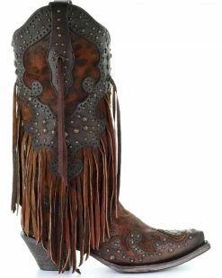 Corral Women's Leopard Stud & Fringe Cowgirl Boots - Snip Toe Honey 13 Corral Women's Leopard Stud & Fringe Cowgirl Boots - Snip Toe Honey -Corral Boots Shop 2000241028 271 RT