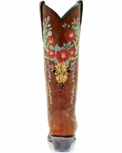 Corral Women's Deer Skull & Floral Embroidery Cowgirl Boots - Snip Toe Tan 16 Corral Women's Deer Skull & Floral Embroidery Cowgirl Boots - Snip Toe Tan -Corral Boots Shop 2000241029 280 BK