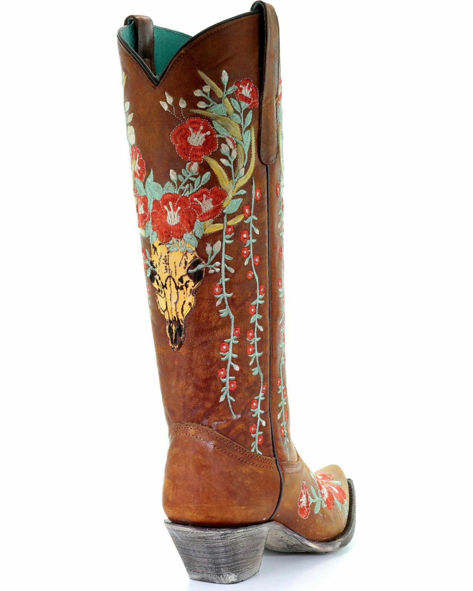 Corral Women's Deer Skull & Floral Embroidery Cowgirl Boots - Snip Toe Tan 9 Corral Women's Deer Skull & Floral Embroidery Cowgirl Boots - Snip Toe Tan - Image 7