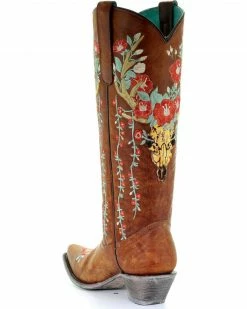 Corral Women's Deer Skull & Floral Embroidery Cowgirl Boots - Snip Toe Tan 18 Corral Women's Deer Skull & Floral Embroidery Cowgirl Boots - Snip Toe Tan -Corral Boots Shop 2000241029 280 D3