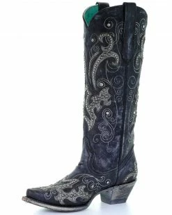 Corral Women's Tall Studded Overlay & Crystals Cowgirl Boots - Snip Toe -Corral Boots Shop 2000253796 001 D1