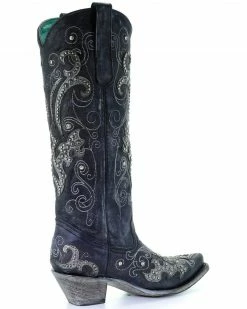 Corral Women's Tall Studded Overlay & Crystals Cowgirl Boots - Snip Toe -Corral Boots Shop 2000253796 001 D2