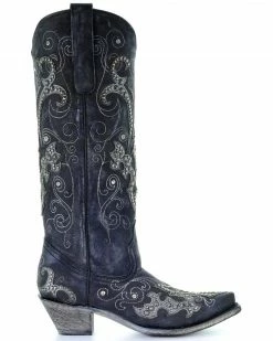 Corral Women's Tall Studded Overlay & Crystals Cowgirl Boots - Snip Toe -Corral Boots Shop 2000253796 001 RT