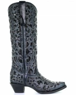 Corral Women's Floral Inlay Western Boots - Snip Toe -Corral Boots Shop 2000274387 001 P2