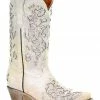 Corral Girls' White Glitter Inlay Boots - Snip Toe