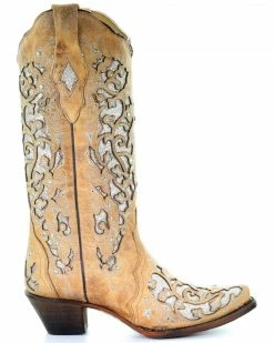 Corral Women's Glitter Floral Inlay Western Boots - Snip Toe -Corral Boots Shop 2000276659 250 P2