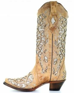 Corral Women's Glitter Floral Inlay Western Boots - Snip Toe -Corral Boots Shop 2000276659 250 P3
