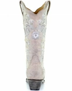 Corral Women's White Floral Embroidered Western Boots - Snip Toe -Corral Boots Shop 2000288044 100 P4