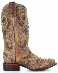 Corral Women's Brown Overlay Western Boots - Square Toe -Corral Boots Shop 2000288049 200 P2