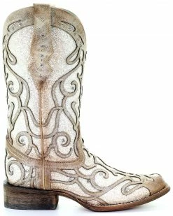 Corral Women's White Glitter Inlay Western Boots - Square Toe 8 Corral Women's White Glitter Inlay Western Boots - Square Toe -Corral Boots Shop 2000288063 103 P2