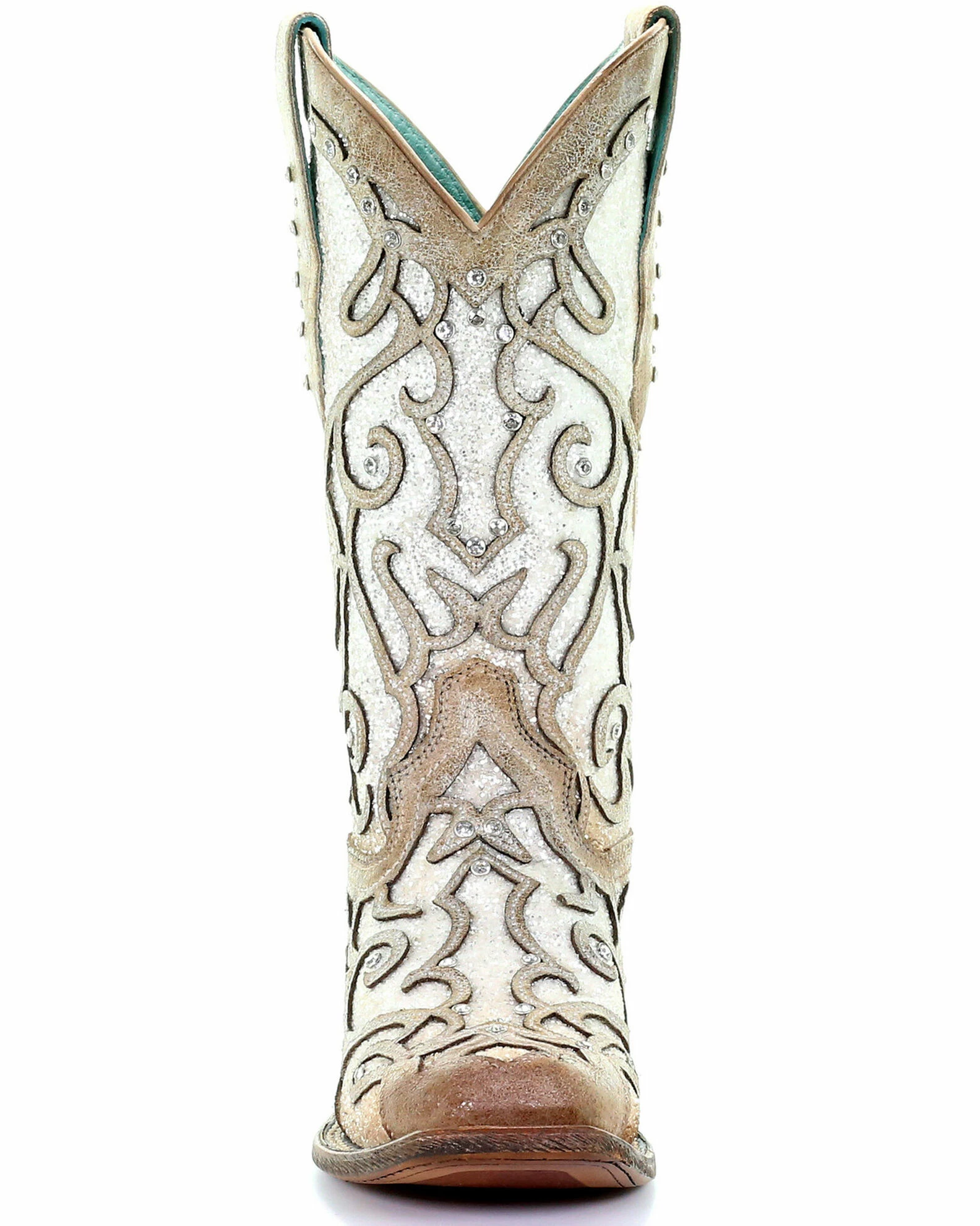 Corral Women's White Glitter Inlay Western Boots - Square Toe 7 Corral Women's White Glitter Inlay Western Boots - Square Toe - Image 5