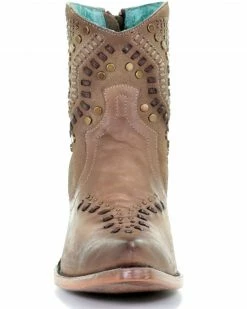 Corral Women's Brown Studs Fashion Booties - Round Toe -Corral Boots Shop 2000288069 200 P5