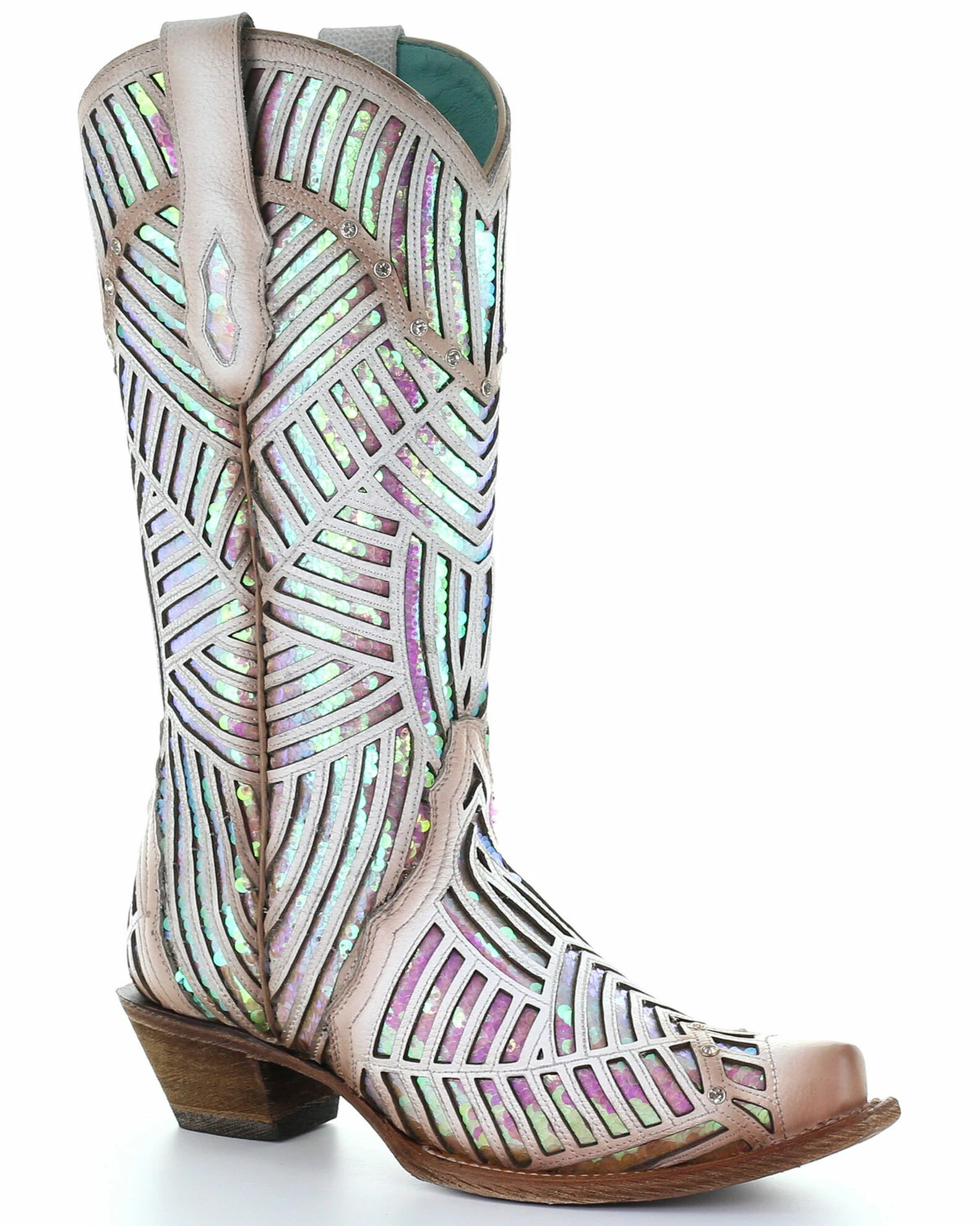 Corral Women's White Bright Inlay Western Boots - Snip Toe 3 Corral Women's White Bright Inlay Western Boots - Snip Toe