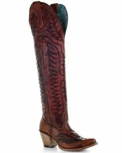 Corral Women's Embroidered Leather Tall Western Boots - Round Toe