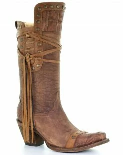 Corral Women's Vintage Gold Studded Western Boots - Snip Toe