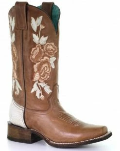 Corral Women's Honey Floral Western Boots - Square Toe Tan -Corral Boots Shop 2000292395 280 P1 1
